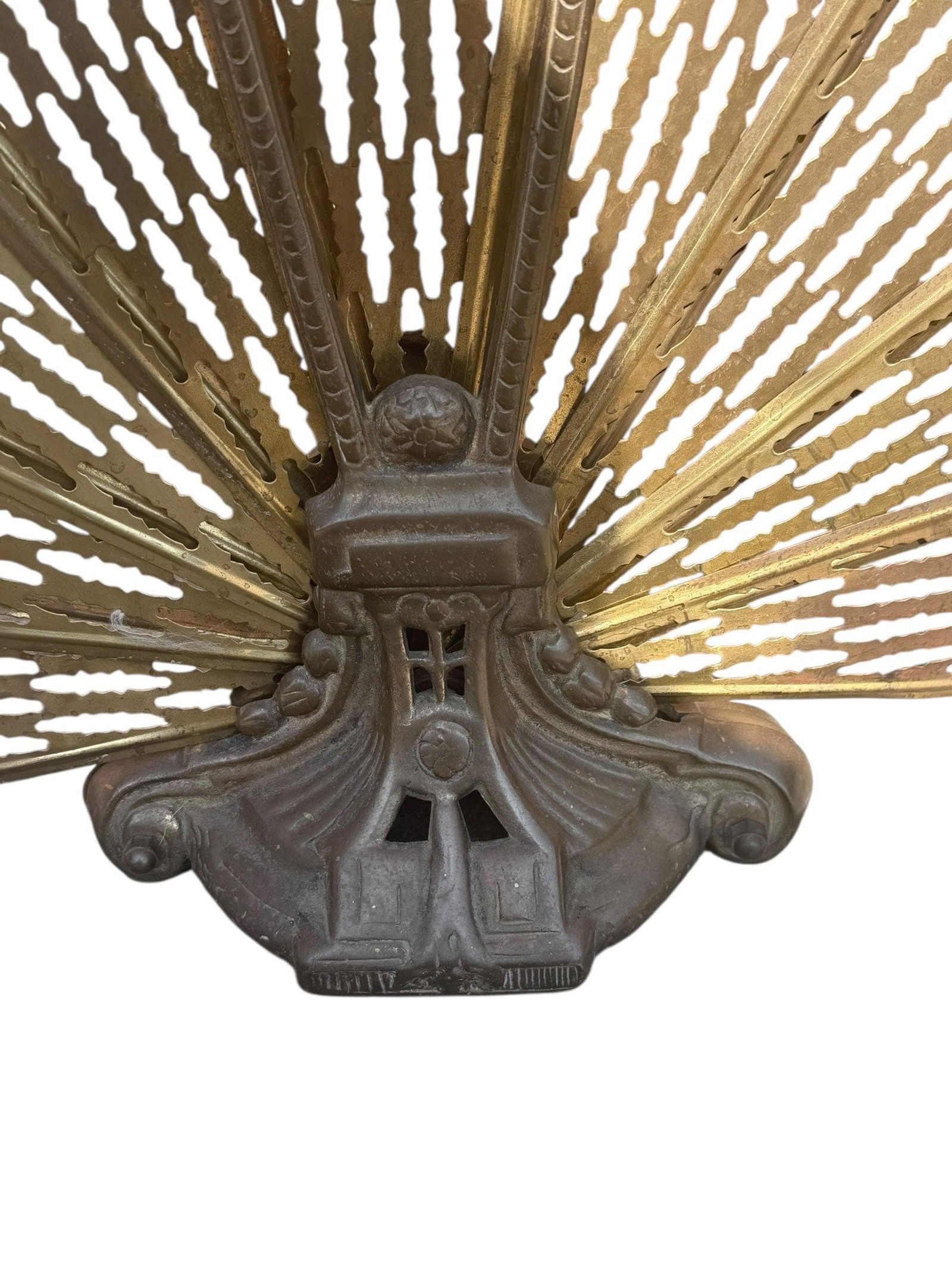 Antique Victorian Style Peacock Fireplace Screen - 2