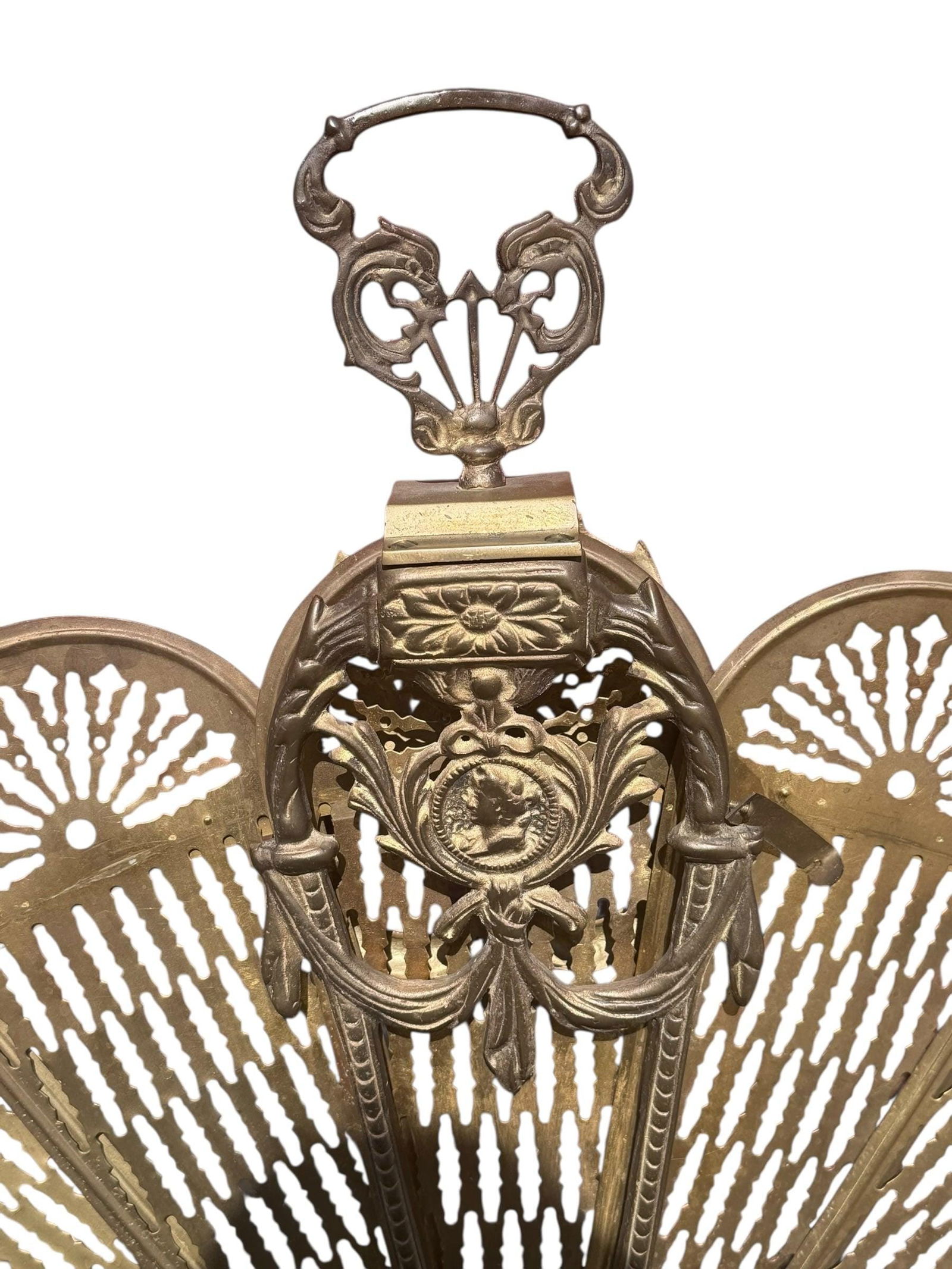 Antique Victorian Style Peacock Fireplace Screen - 4