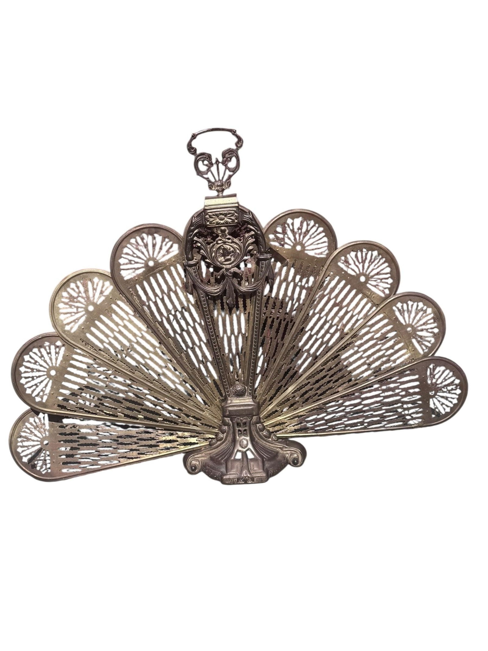 Antique Victorian Style Peacock Fireplace Screen - 5