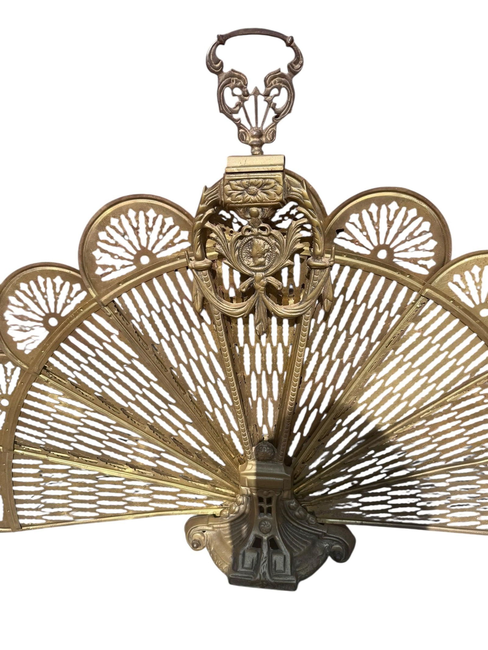 Antique Victorian Style Peacock Fireplace Screen - 8