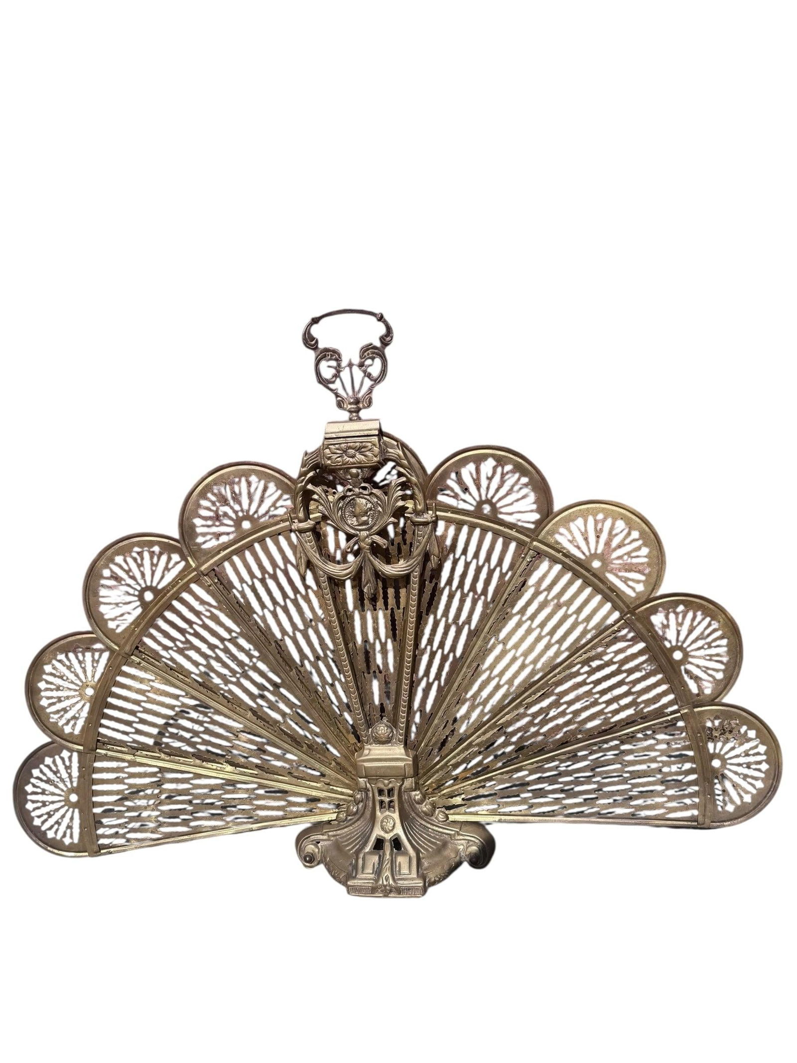 Antique Victorian Style Peacock Fireplace Screen - 9