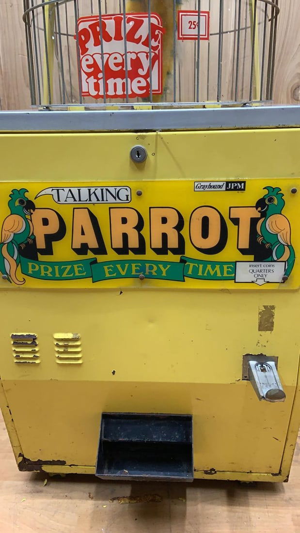 Vintage Gray Hound Talking Parrot Prize Every Time Vending Machine - 9