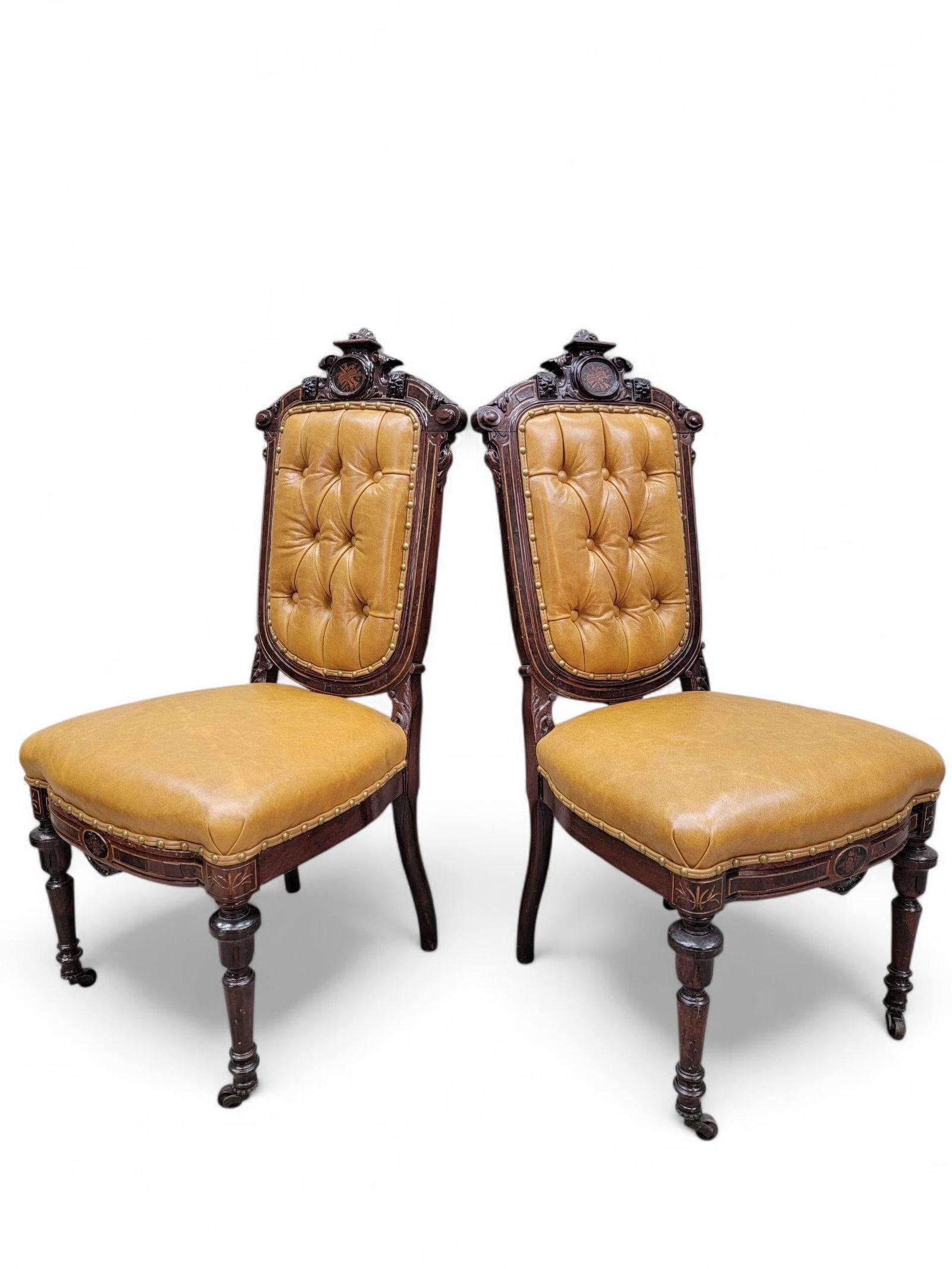 Antique French Regency Style Rosewood Parlor Set Newly Reupholstered - 4 - 10