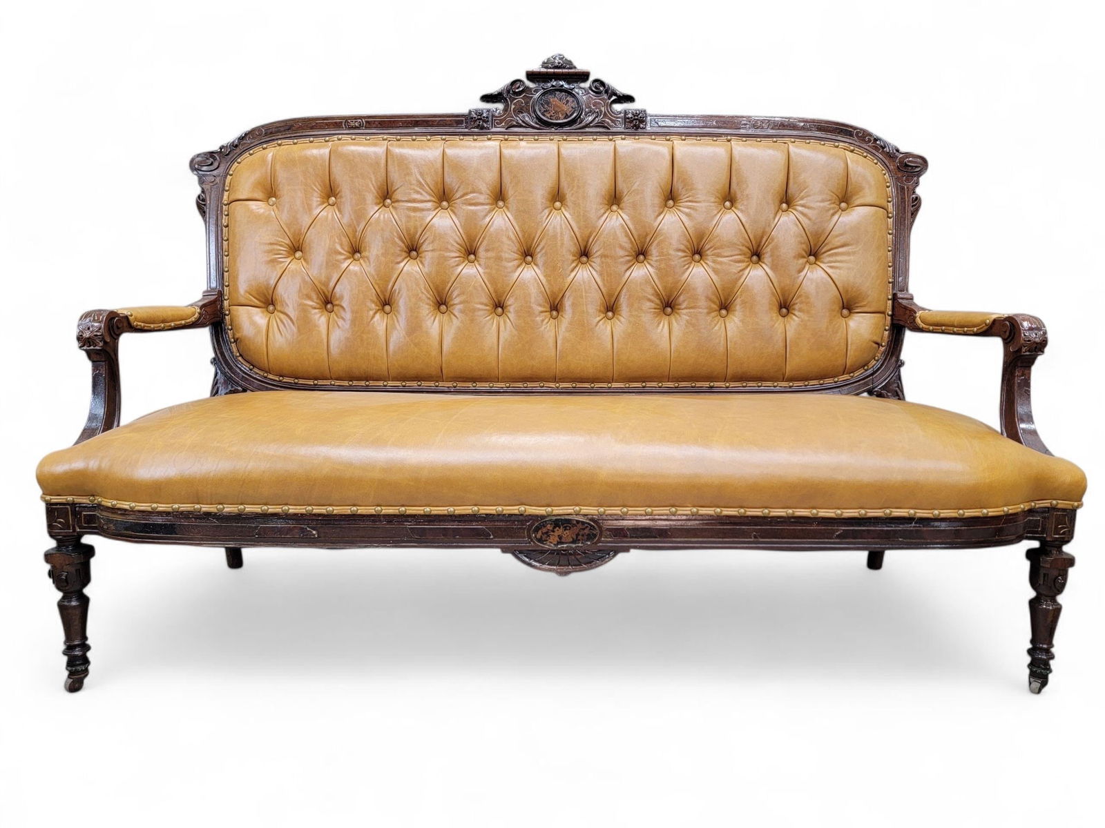 Antique French Regency Style Rosewood Parlor Set Newly Reupholstered - 4 - 11