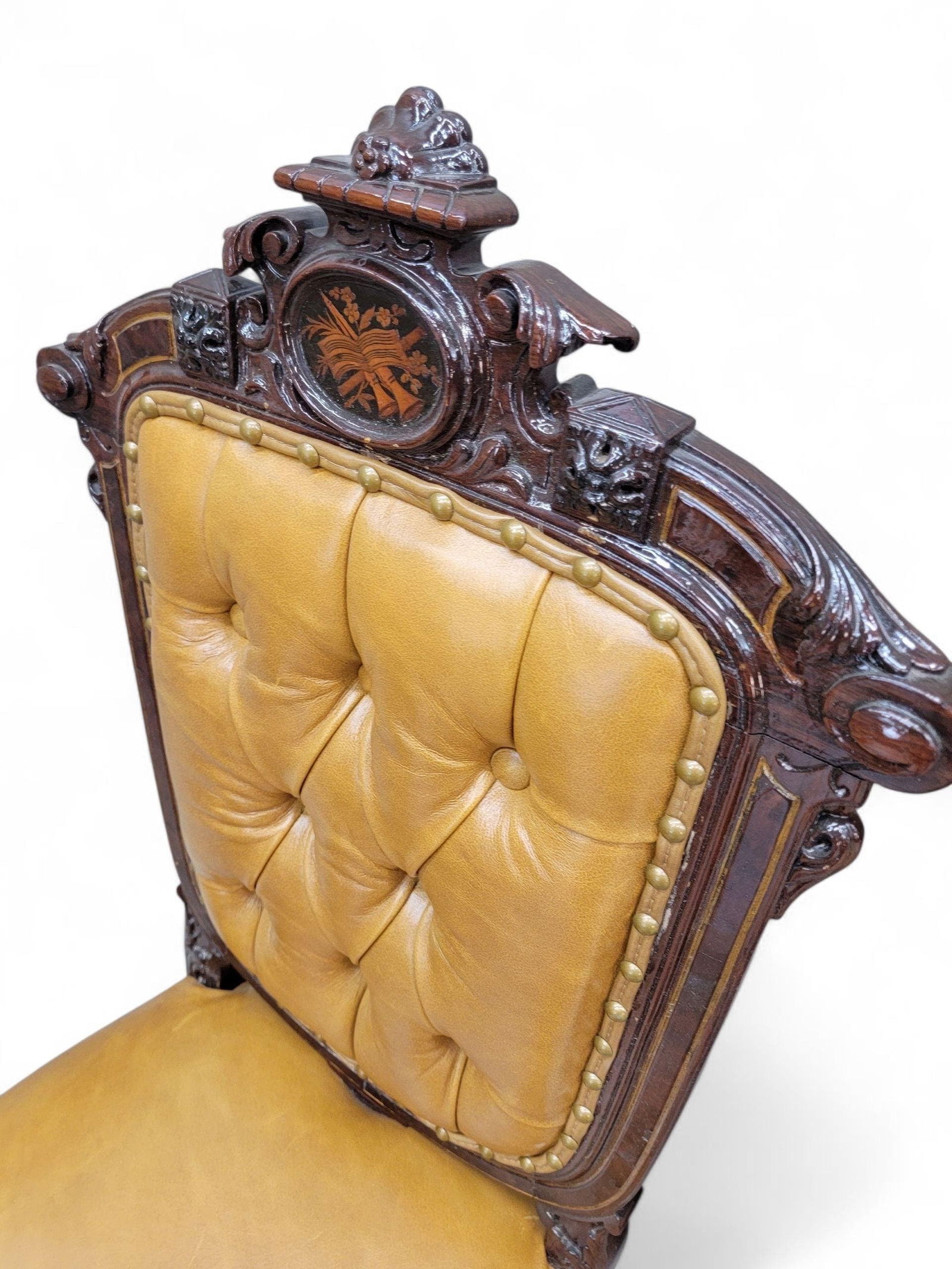 Antique French Regency Style Rosewood Parlor Set Newly Reupholstered - 4 - 12