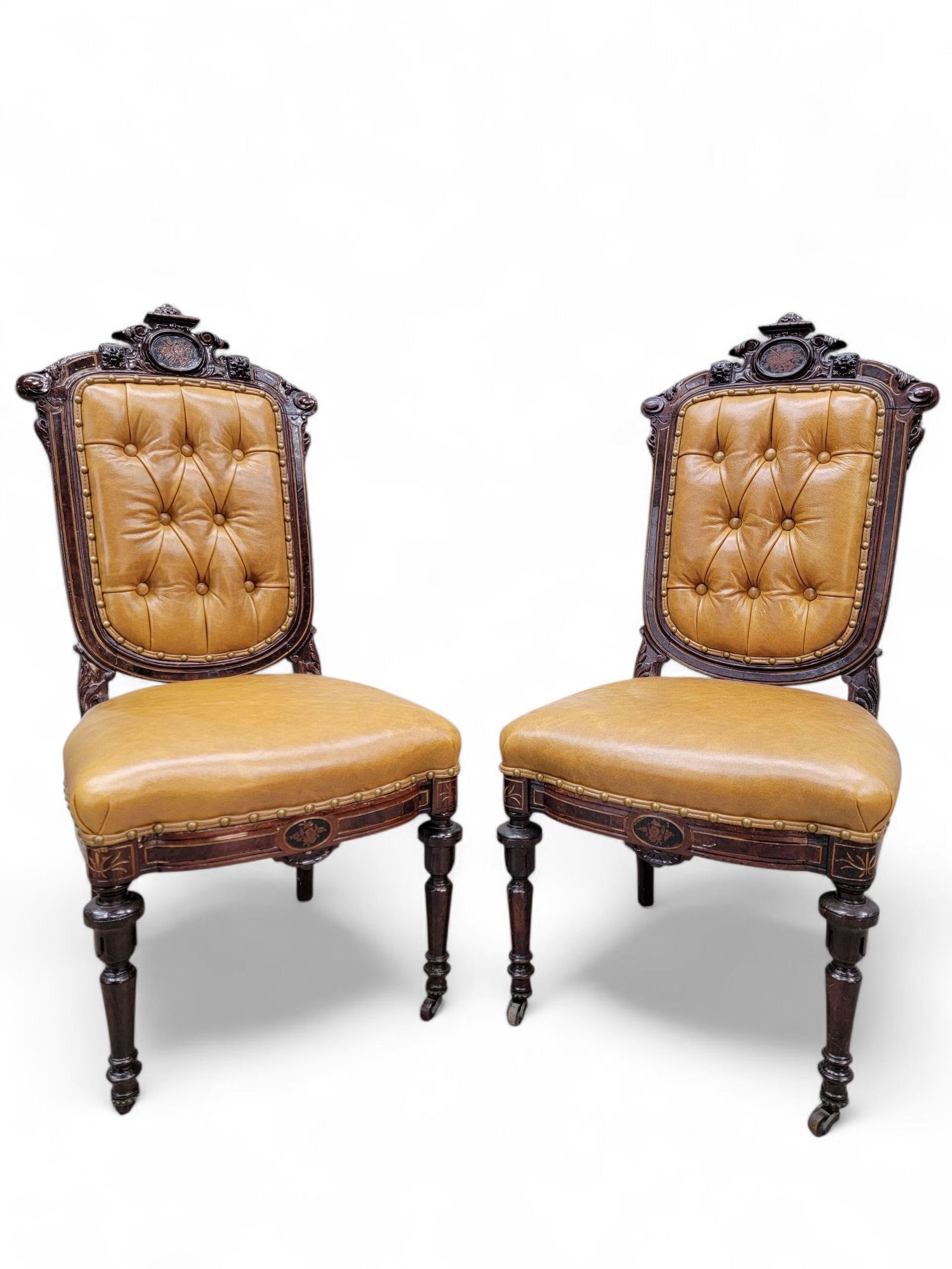Antique French Regency Style Rosewood Parlor Set Newly Reupholstered - 4 - 9
