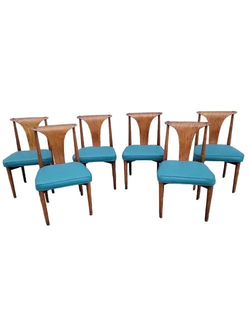 MCM Lawrence Peabody Dining Chair Newly Reupholstered - Set of 6: Title: MCM Lawrence Peabody Dining Chair Newly Reupholstered - Set of 6 Description: Mid Century Modern Lawrence Peabody for Nemschoff Model 304 Dining Chair Newly Upholstered In a Full Grain Teal