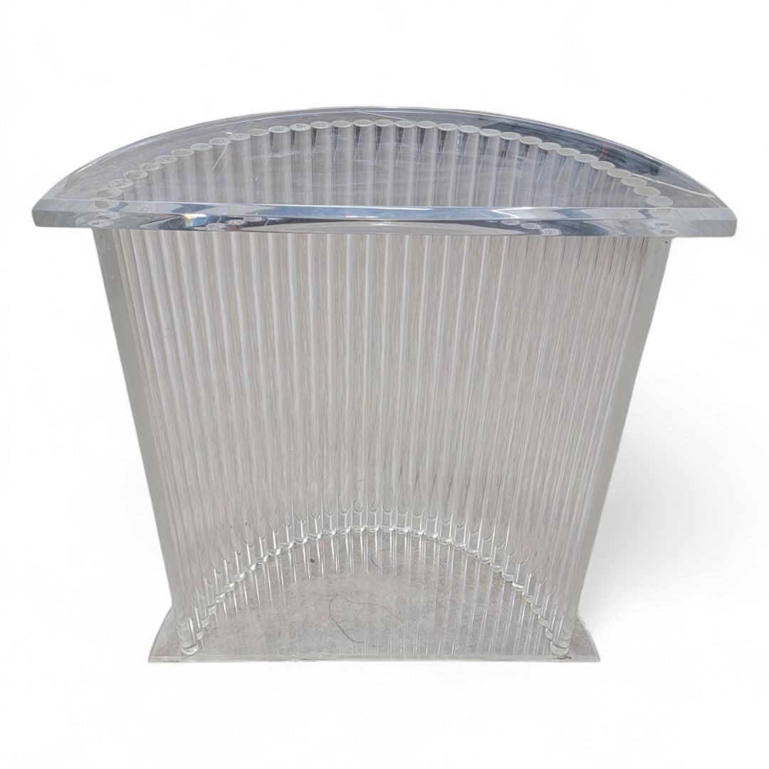 MCM Custom Lucite Cylinder Demilune Pedestal Table - 2