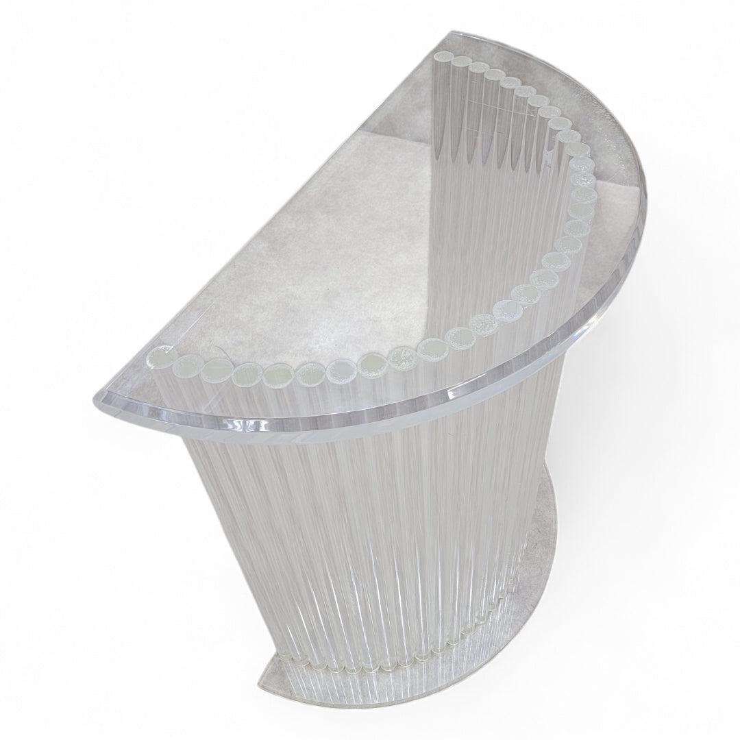 MCM Custom Lucite Cylinder Demilune Pedestal Table - 4