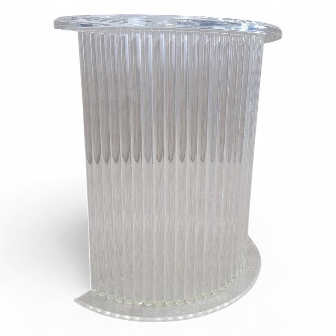 MCM Custom Lucite Cylinder Demilune Pedestal Table - 6