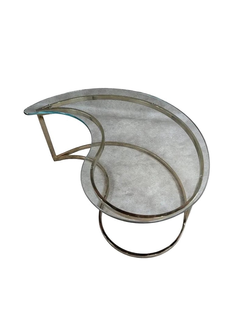 MCM Milo Baughman Style Brass Tear Drop Ying/Yang Tables for DIA - 2