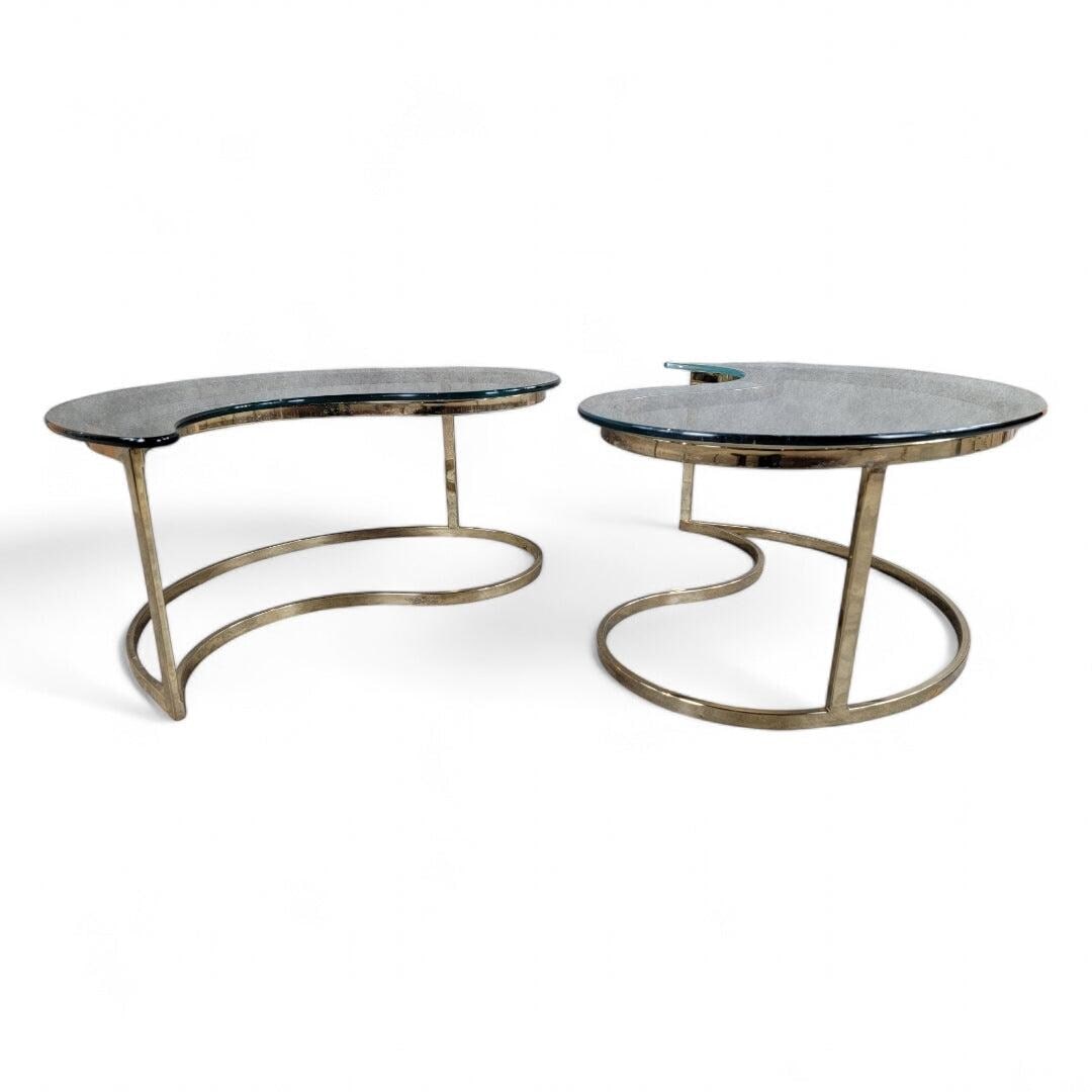 MCM Milo Baughman Style Brass Tear Drop Ying/Yang Tables for DIA - 7