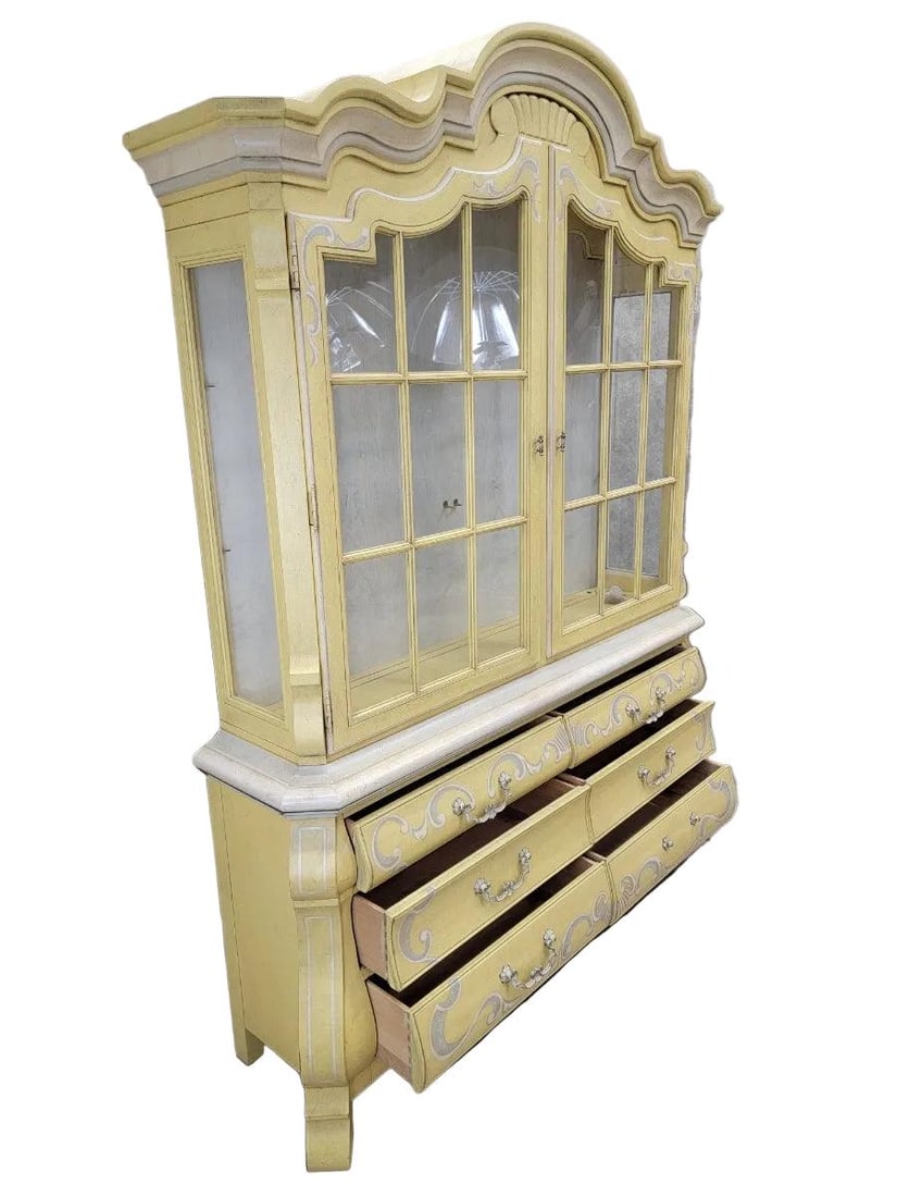 MCM French Country Style Breakfront Display Cabinet by Drexel - 7