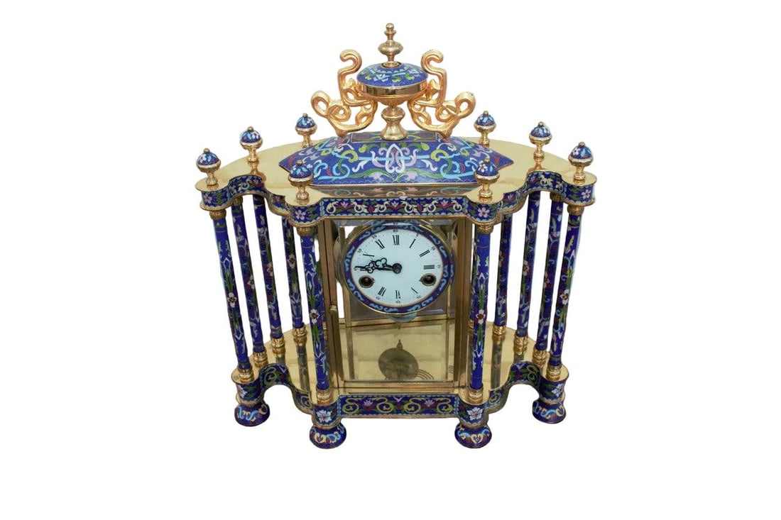 MCM Chinese Cloissoné Mantel Clock - 2