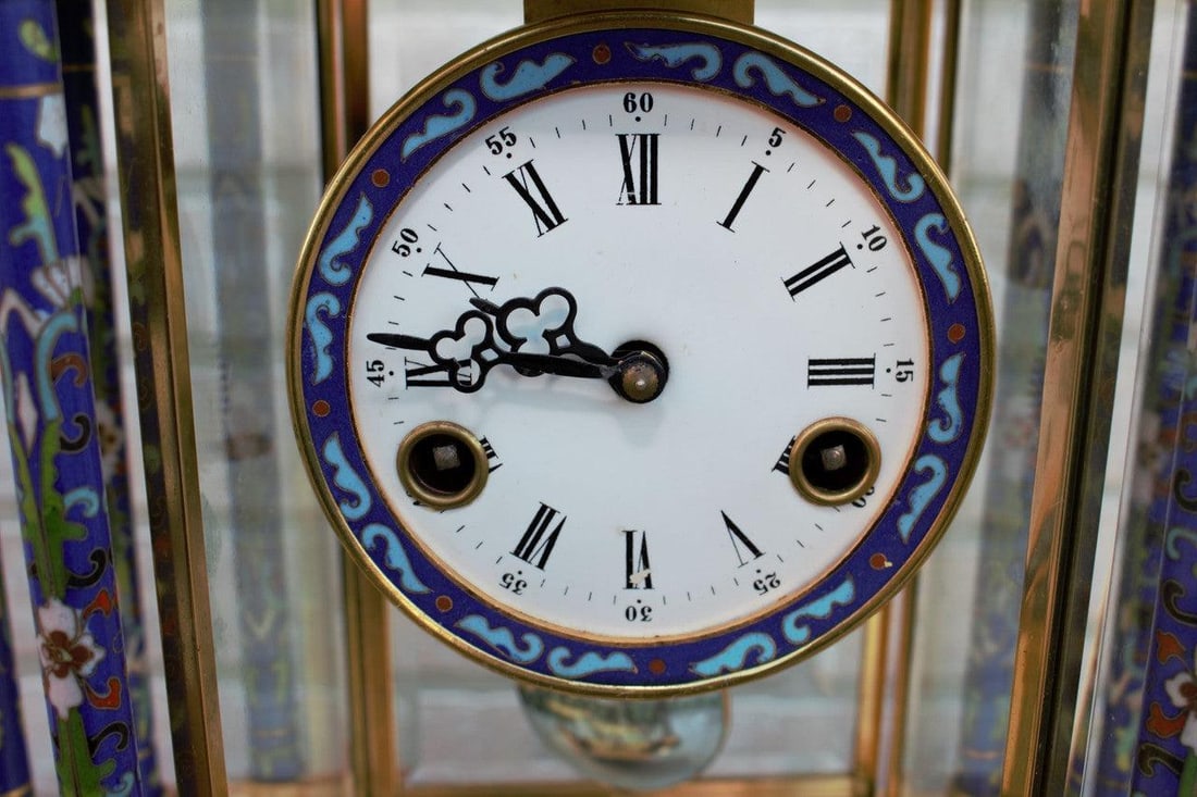 MCM Chinese Cloissoné Mantel Clock - 7