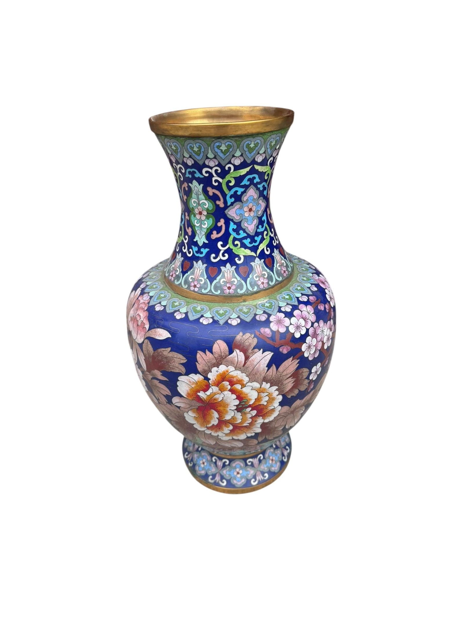 Vintage Chinese Cloisonné Floral Design Vase - 4
