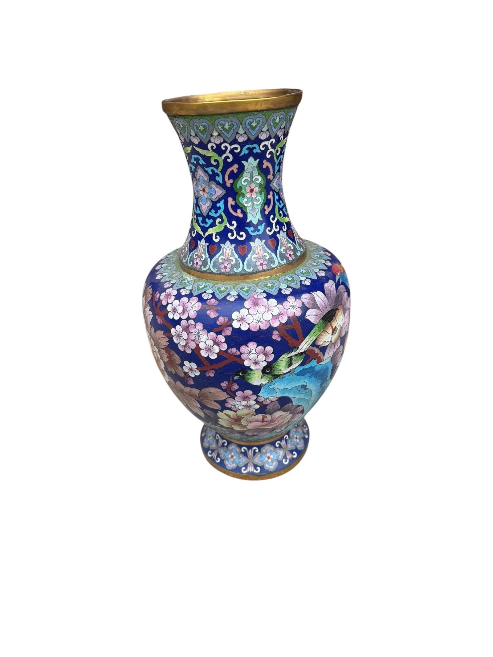 Vintage Chinese Cloisonné Floral Design Vase - 6