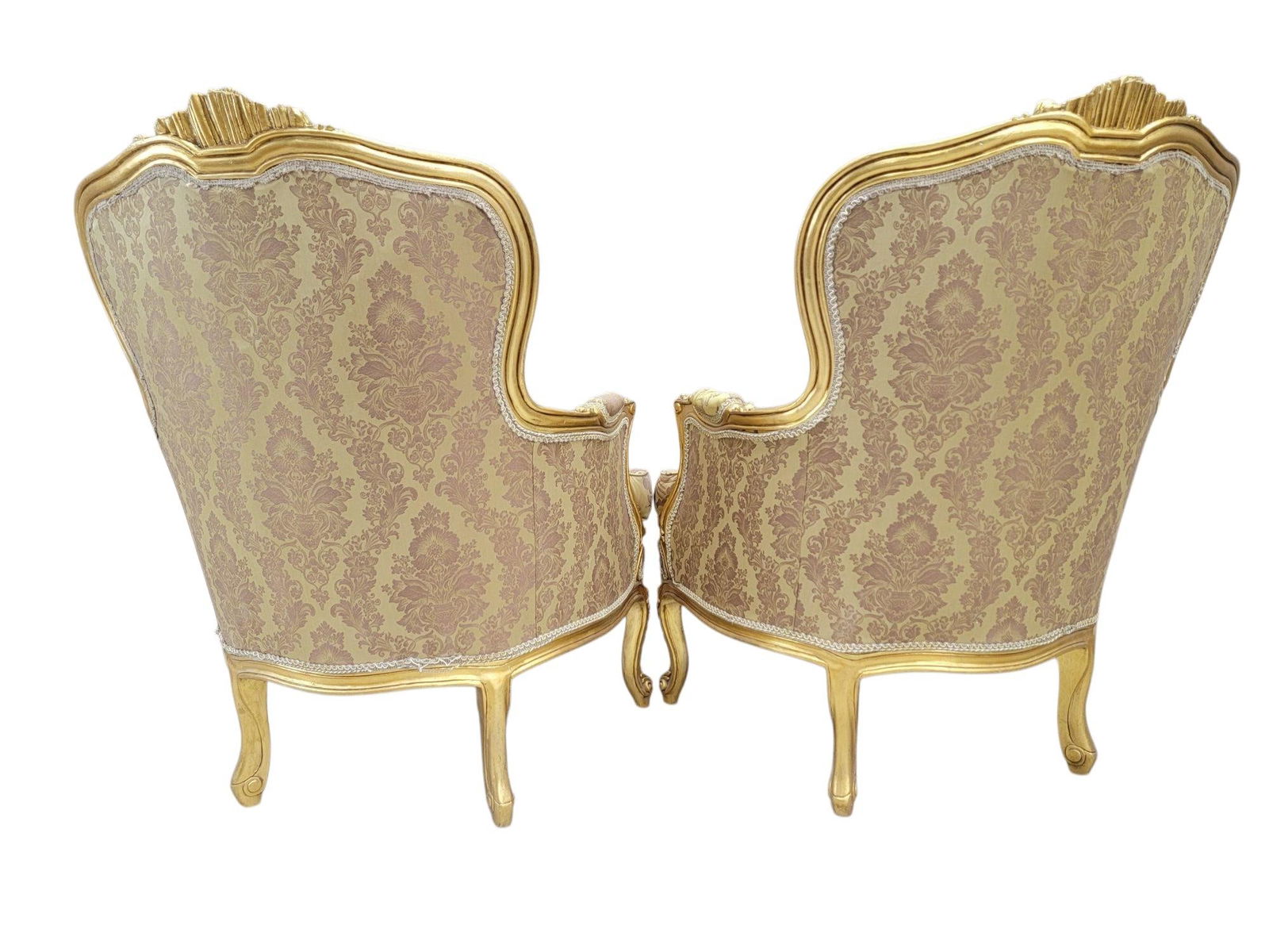 Antique French Regency Style Carved Gilded 5 Piece Parlor Set - 10