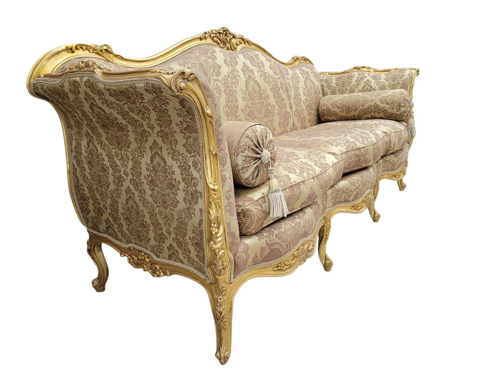 Antique French Regency Style Carved Gilded 5 Piece Parlor Set - 4