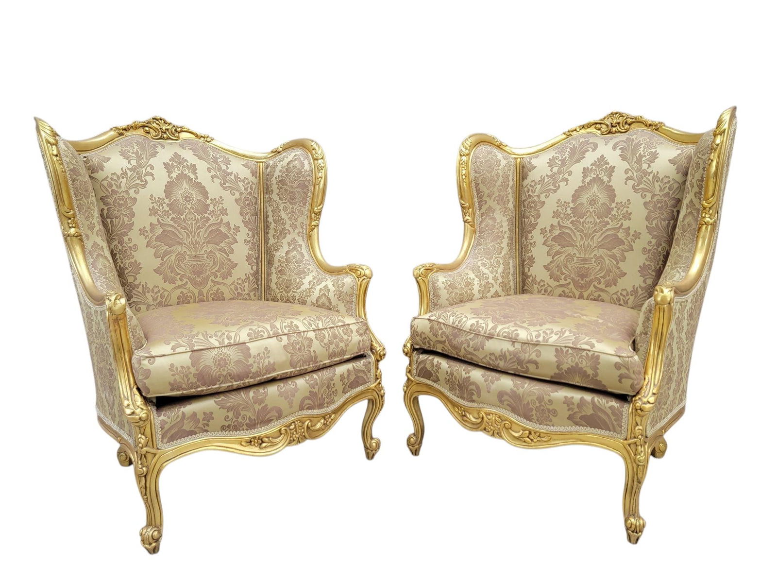 Antique French Regency Style Carved Gilded 5 Piece Parlor Set - 8
