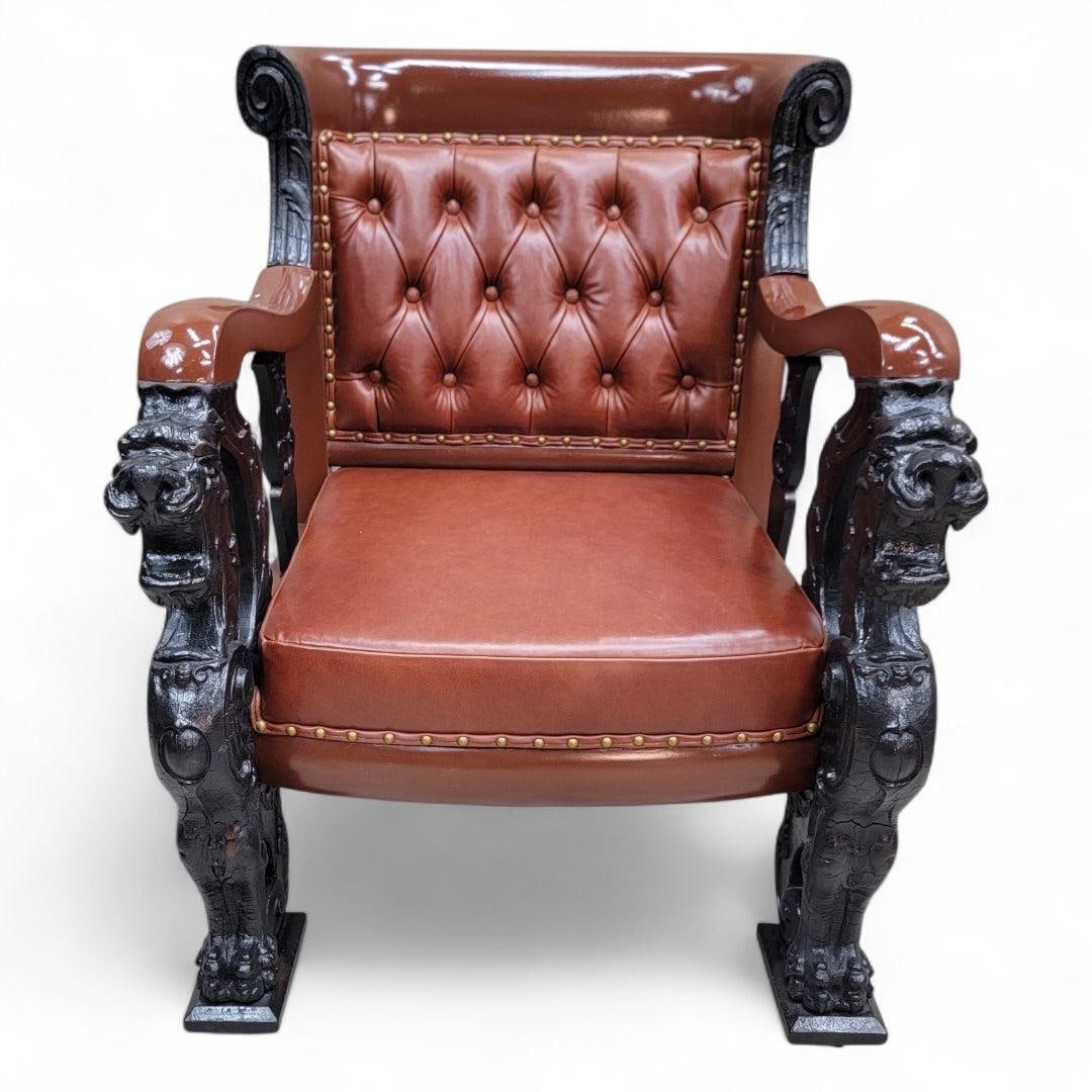 Antique R.J. Horner Style Carved Winged Griffin Parlor Set Newly Reupholstered - 10