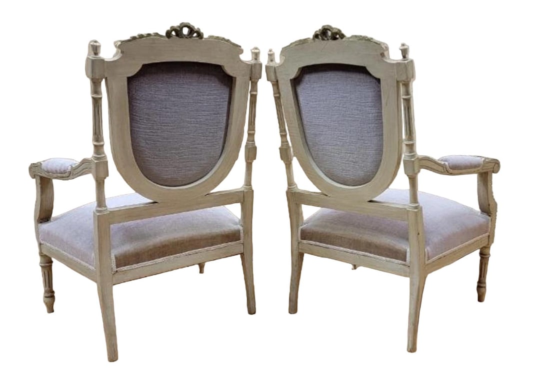 Antique Victorian Carved Ornate Chairs Newly Reupholstered - Pair - 2