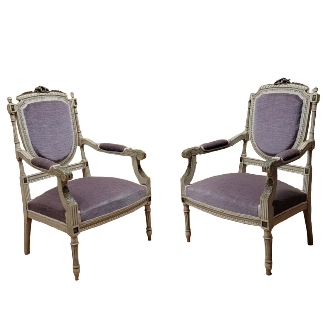 Antique Victorian Carved Ornate Chairs Newly Reupholstered - Pair - 5