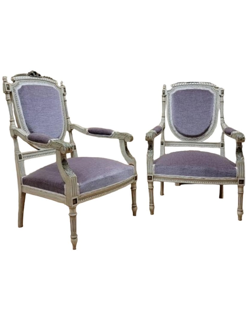 Antique Victorian Carved Ornate Chairs Newly Reupholstered - Pair - 7