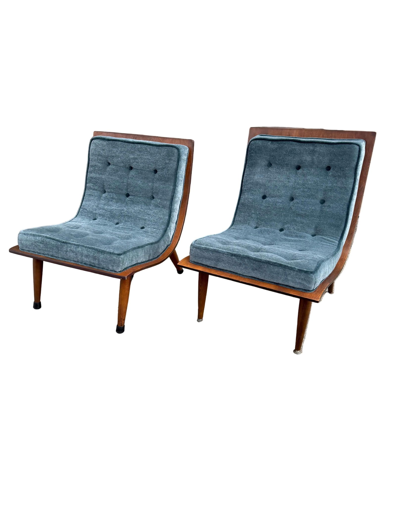 MCM Bentwood Scoop Chairs by Carter Brothers Newly Reupholstered - Set of 2: Title: MCM Bentwood Scoop Chairs by Carter Brothers Newly Reupholstered - Set of 2 Description: Mid Century Modern Retro Bentwood Scoop Chairs by Carter Brothers Newly Reupholstered in Blue Grey