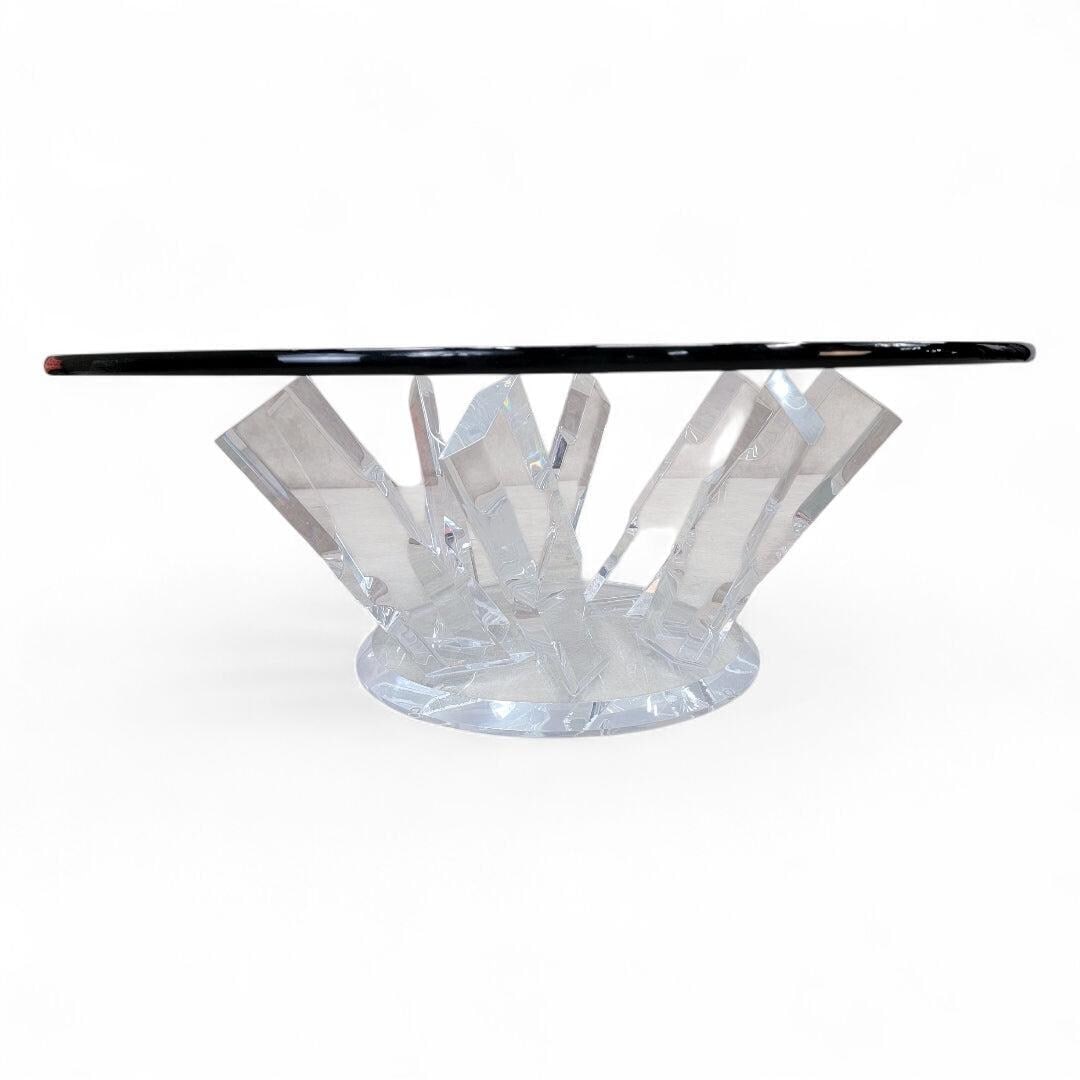 Postmodern Ice Crystal Lucite Base with Beveled Glass Top Coffee Table - 5