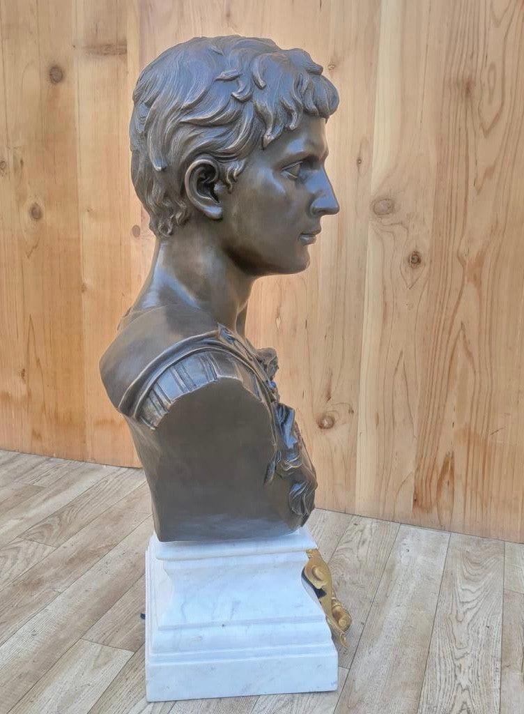 Vintage Italian Grand Tour Bronze Bust of Julius Augustus Caesar - 10