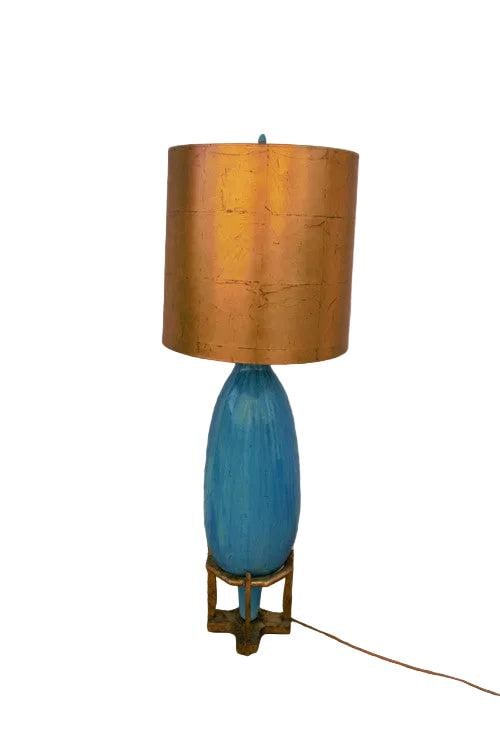 Hollywood Regency Oversized Turquoise Table Lamp - 6