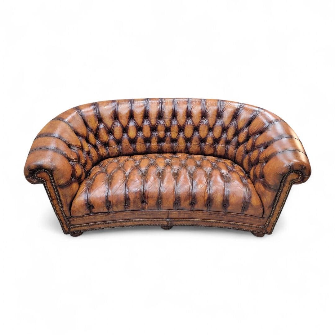 Vintage English Tufted Distressed Cognac Leather Chesterfield Sofa - Pair - 8