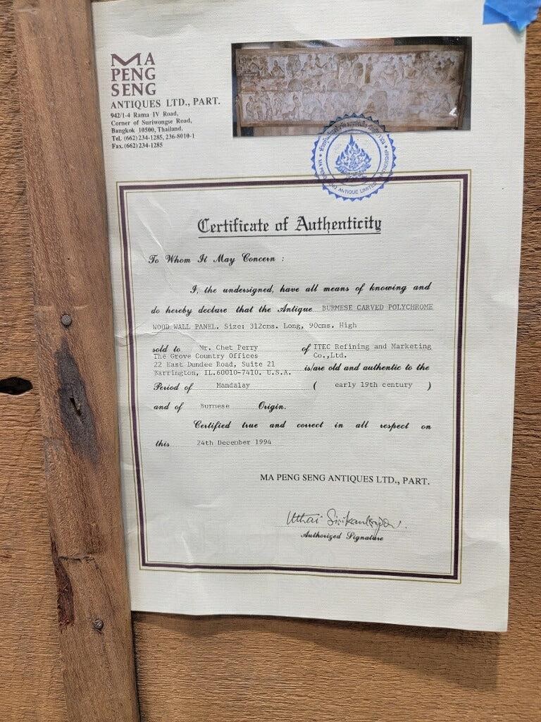 Antique Monumental Burmese Carved Mandalay Village Market Scene with Stand - 4