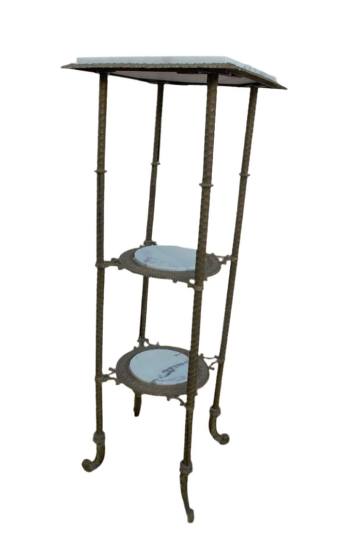 Antique Victorian Style Three Tier Marble Occasional Side Table - 5