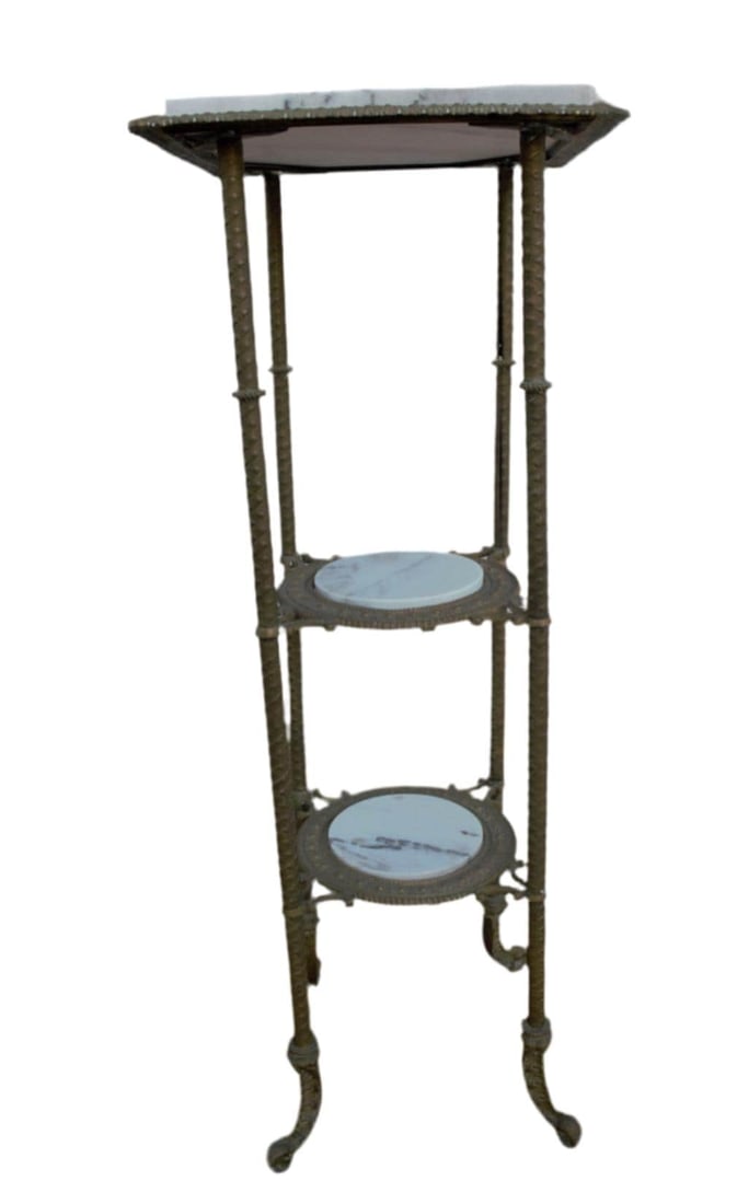 Antique Victorian Style Three Tier Marble Occasional Side Table - 6