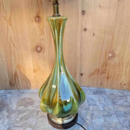 Vintage Retro Green Table Lamp - Pair - 4
