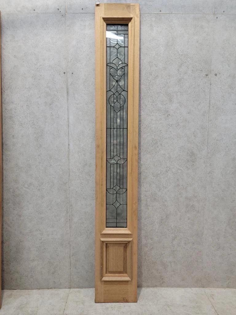 Vintage Unfinished Mahogany Door and Two Sidelights with Beveled and Jeweled Glass Exterior/Interior - 10