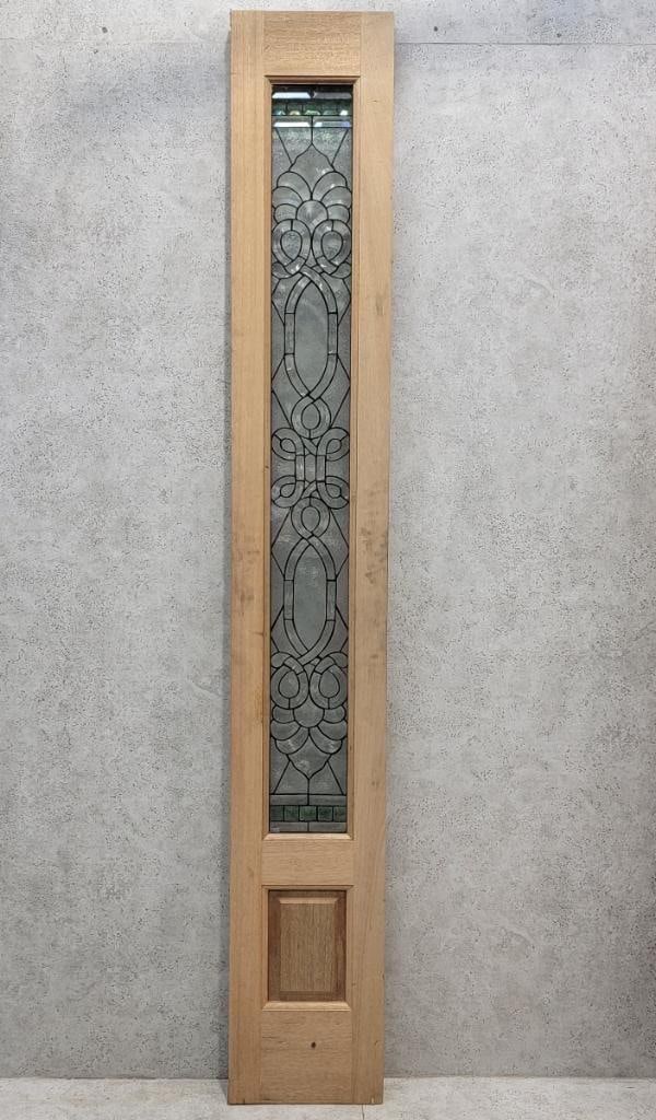 Vintage Unfinished Mahogany Door and Two Sidelights with Beveled and Jeweled Glass Exterior/Interior - 8