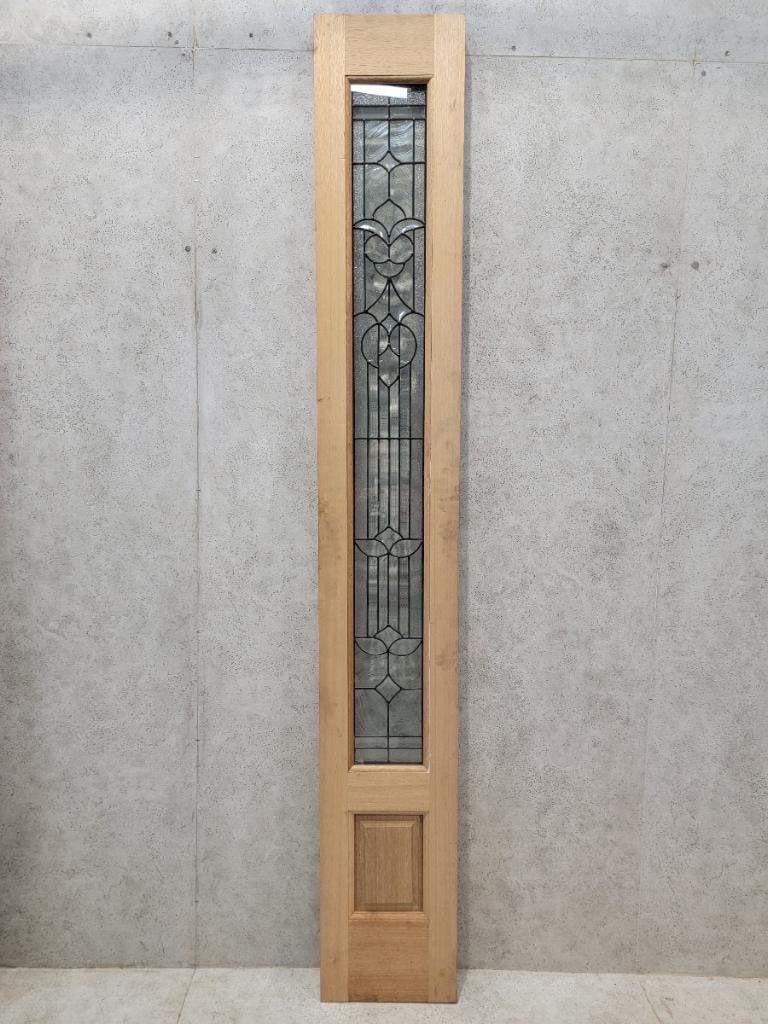 Vintage Unfinished Mahogany Door and Two Sidelights with Beveled and Jeweled Glass Exterior/Interior - 9