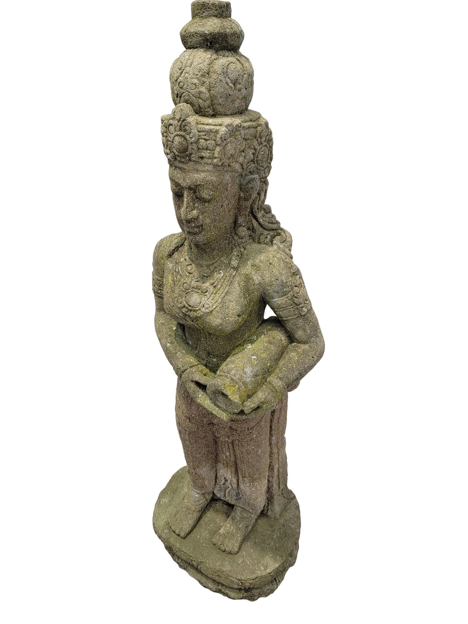 Antique Balinese Buddha & Dewi Tara Goddess Indoor/Outdoor Statues - Set of 2 - 4