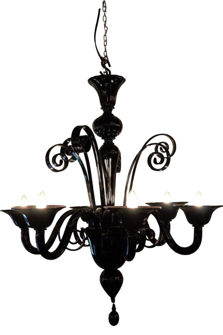 Italian Murano Glass Chandelier in Black - 3