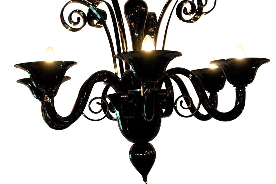 Italian Murano Glass Chandelier in Black - 5