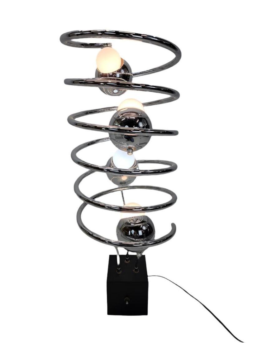 Mid Century Modern Atomic Space Age Chrome Abstract Table Floor Lamp - 8