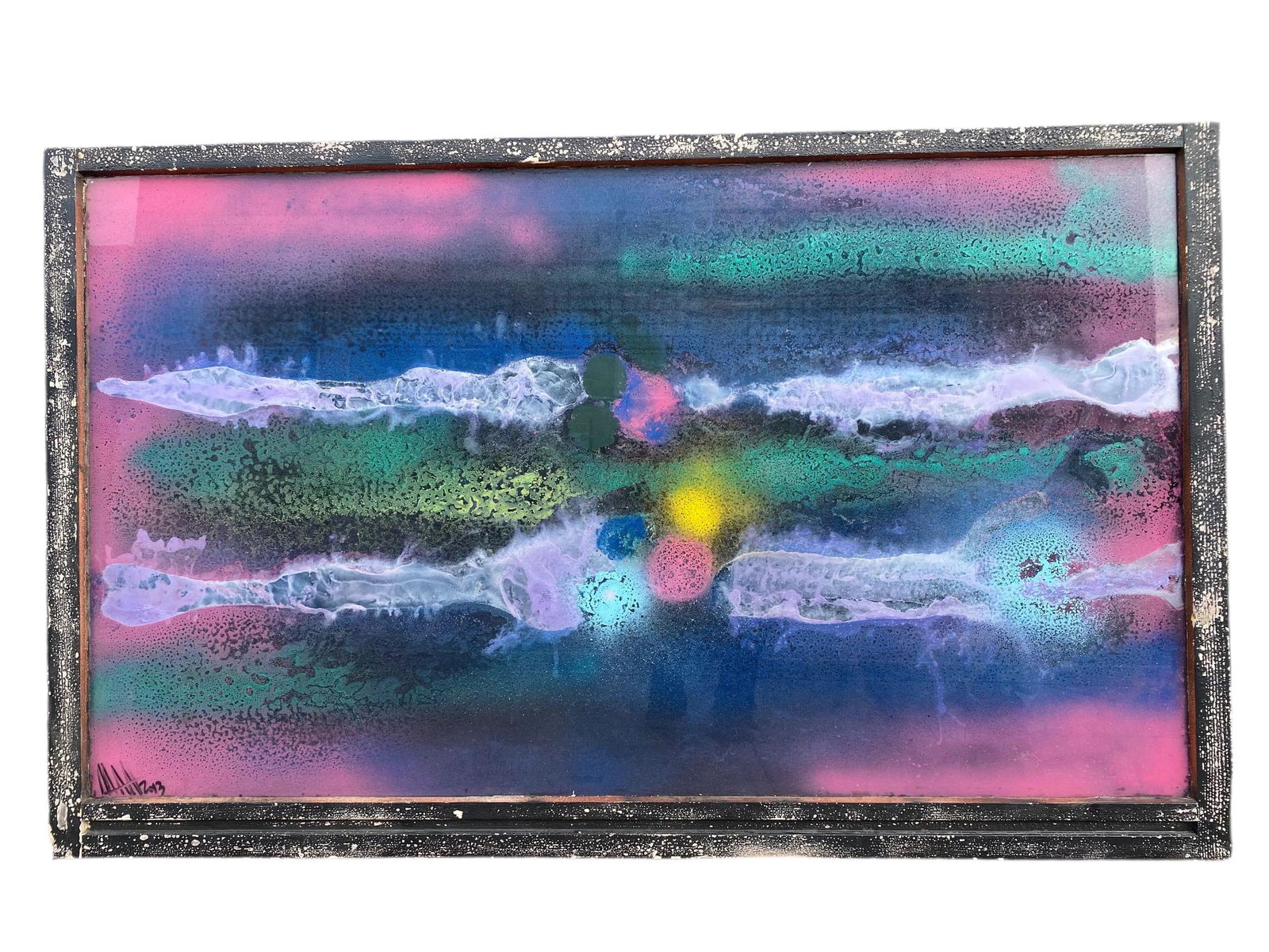 Vintage Abstract Mixed Media Glass Hanging Wall Art Signed by Mark Narens (1 of 6)