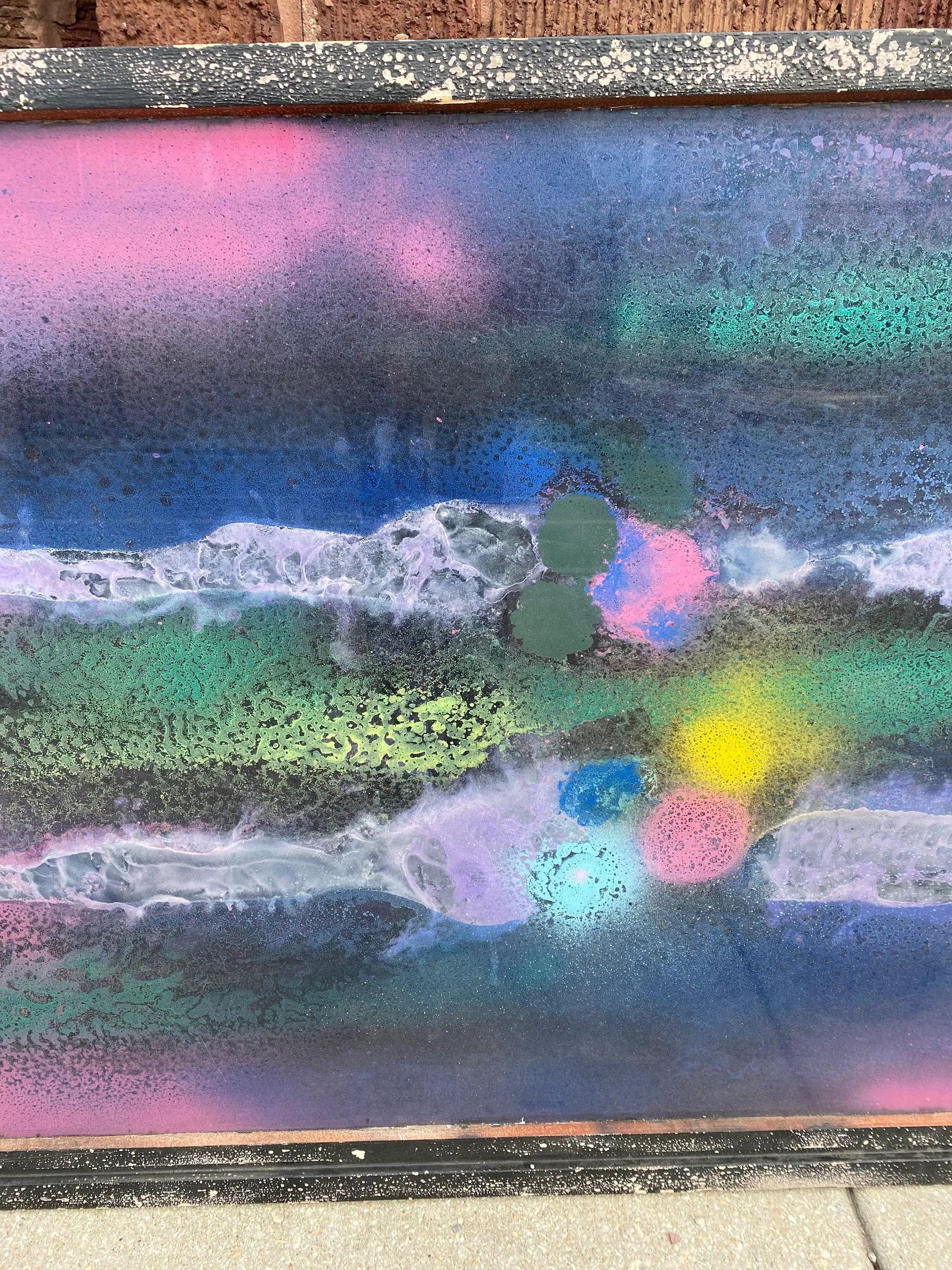 Vintage Abstract Mixed Media Glass Hanging Wall Art Signed by Mark Narens - 4