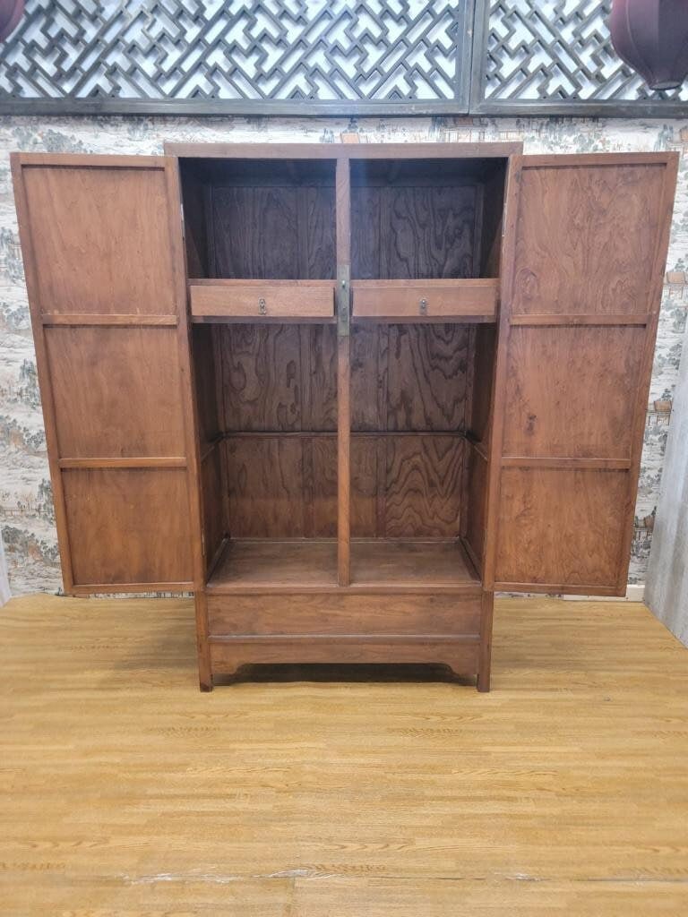 Antique Shanxi Province Elm Armoire Storage Highboy Storage - Pair - 7