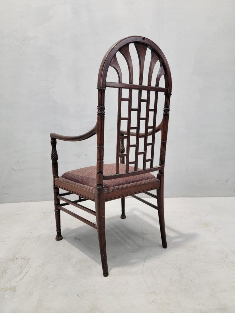 Antique American Carved Mahogany Armchair, Egyptian Revival Style - 4