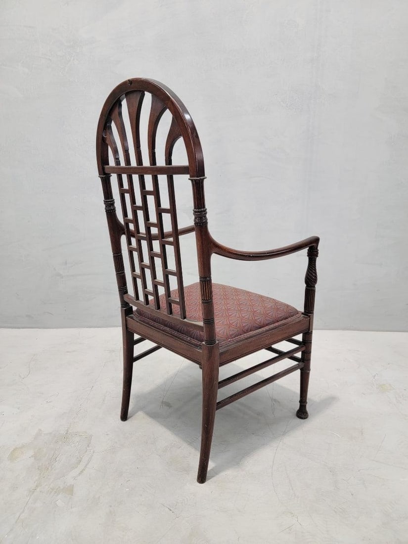 Antique American Carved Mahogany Armchair, Egyptian Revival Style - 6