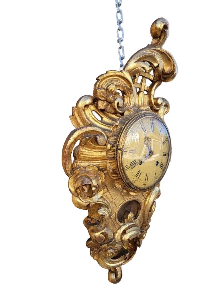 Antique Swedish Westerstrand Gold Rococo Cartouche Clock - 3